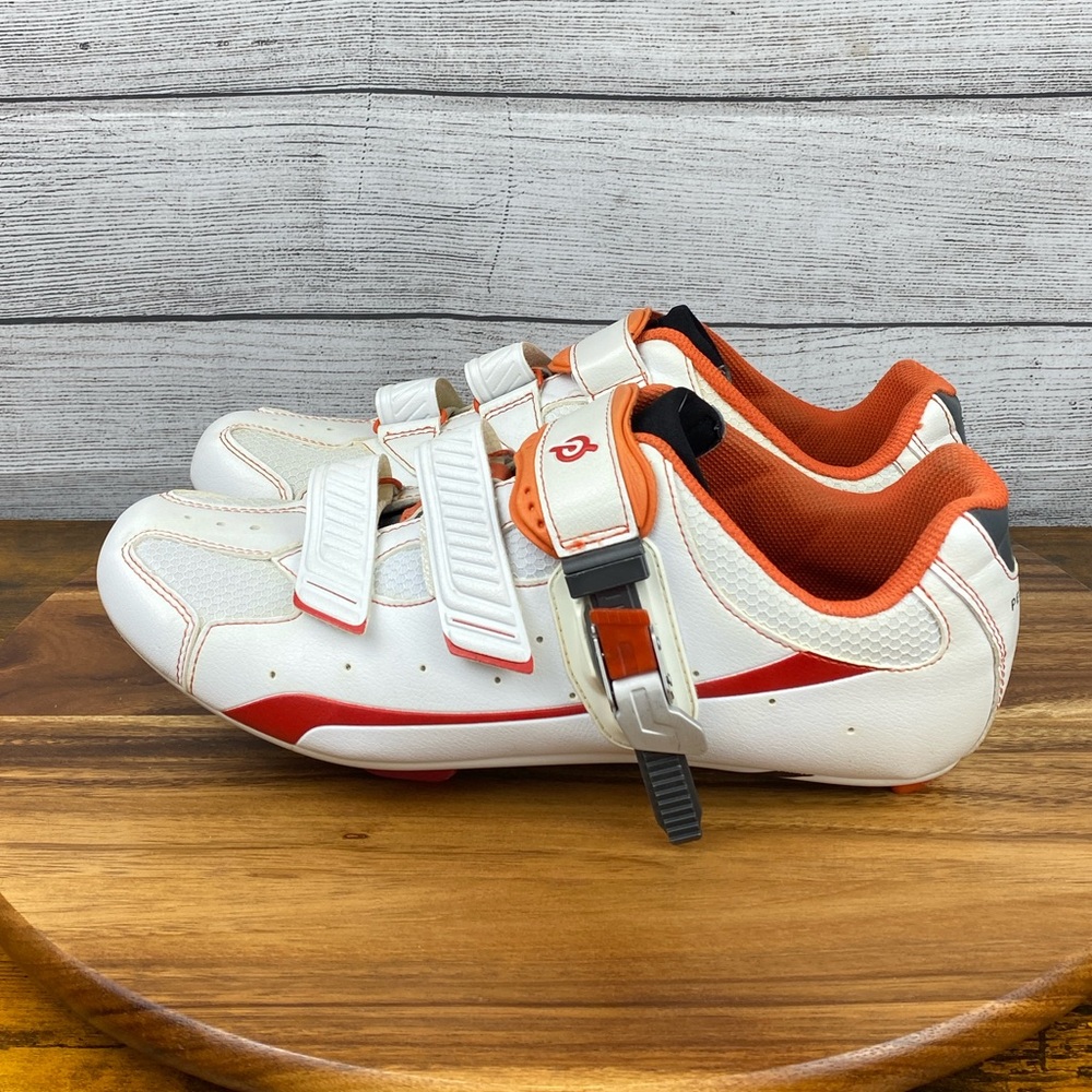 Peloton Indoor Cycling Bike Cleats White Orange Shoes Men’s Size 10 EU 43